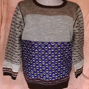 J. crew gray brown purple fair isle nordic sweater